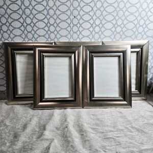 Set of 5 Brushed Silver Photo Frames 4x4 Luxe Metallic Gallery Wall Table Frames